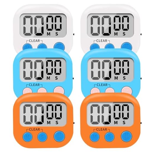 6 Pack Small Digital Kitchen Timer Magnetic Back and ON/Off Switch,Minute Second Count Up Countdown (Multicolored)