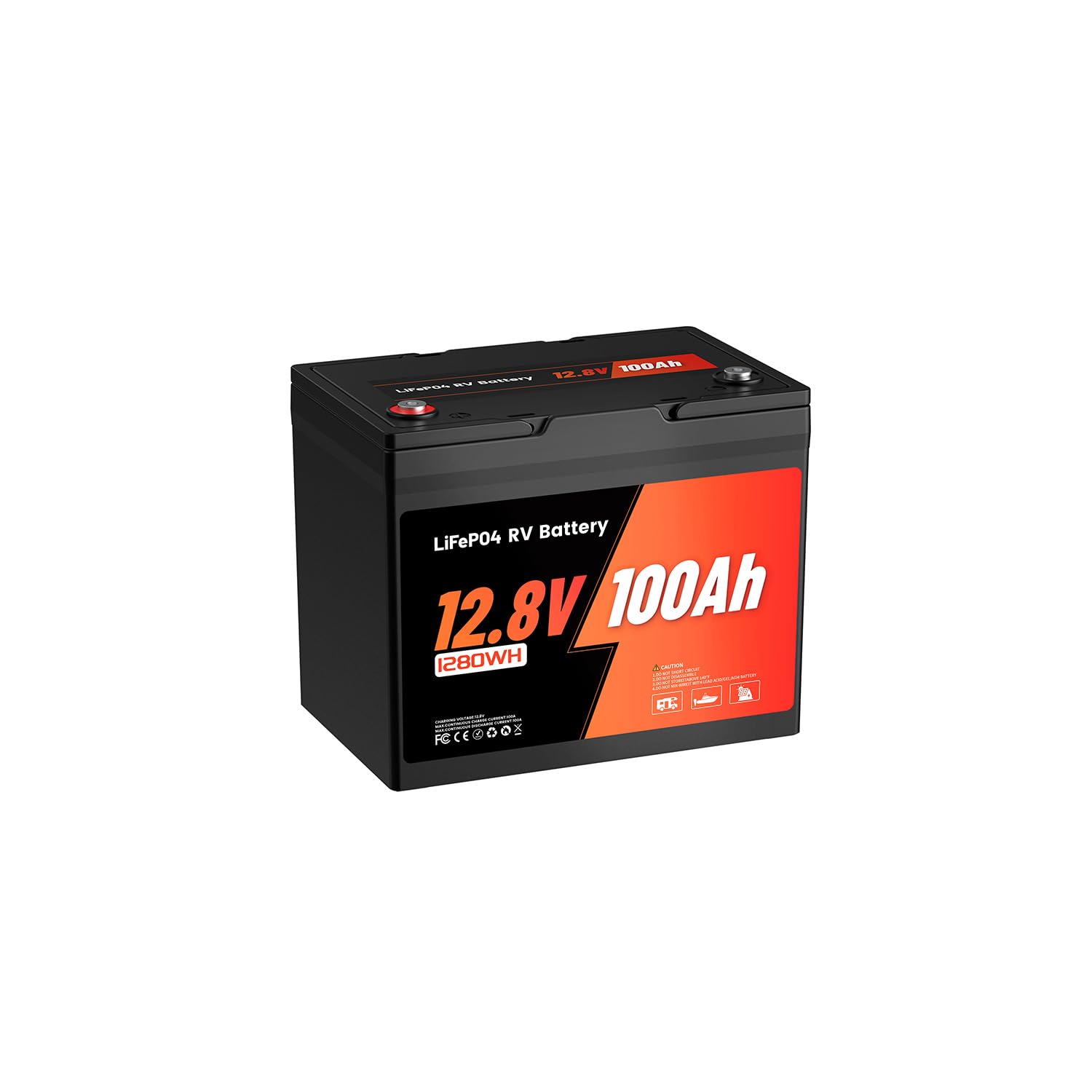 RV LithTime Batterie Lithium 12V 100AH, Batterie LiFePO4 avec Protection à Basse Température, BMS Intelligent, 1280Wh Énergie, pour caravanes, camping-car, système solaire,pêche à la ligne