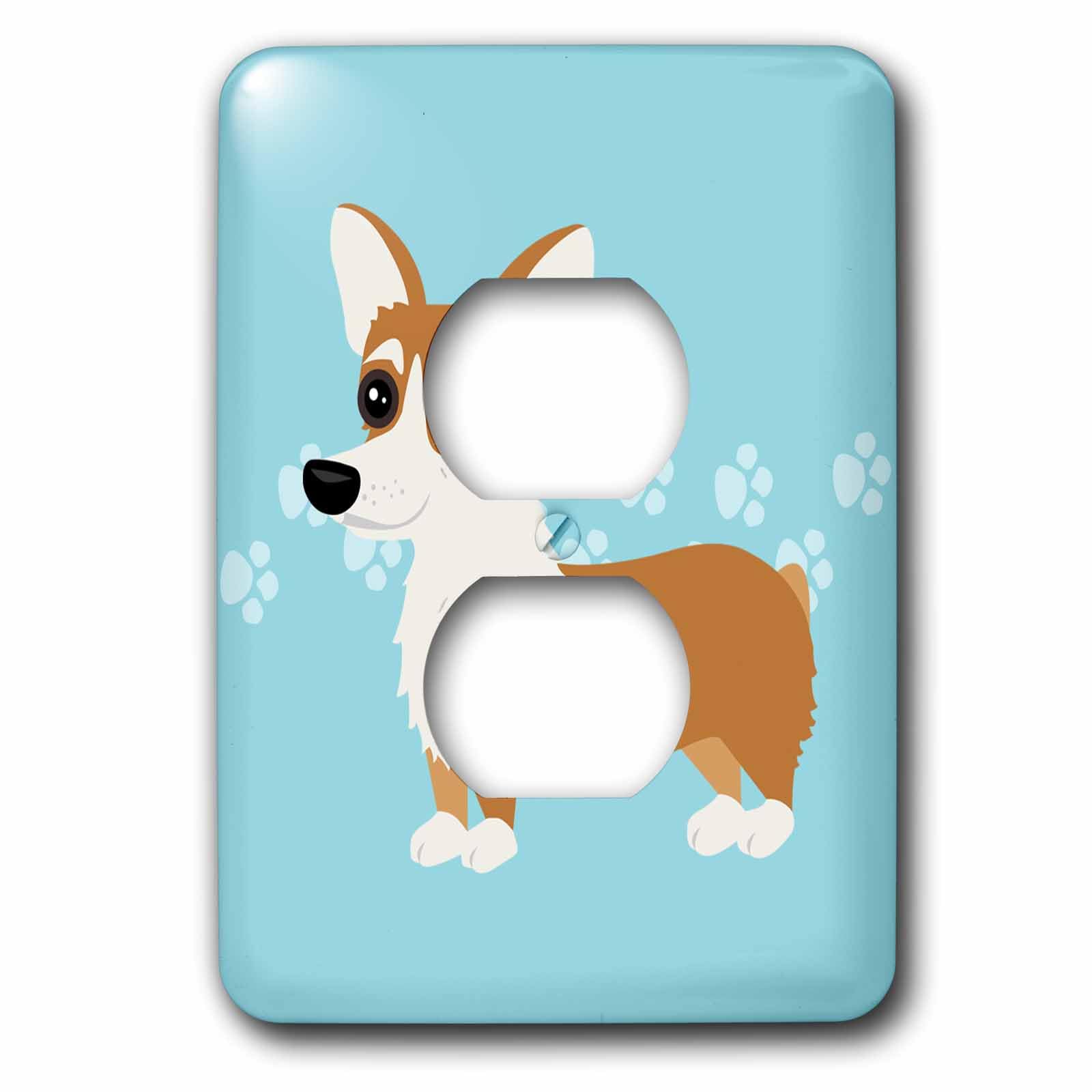 Couverture de prise Corgi Art 3dRose lsp_274333_6 plaque murale blanche et marron