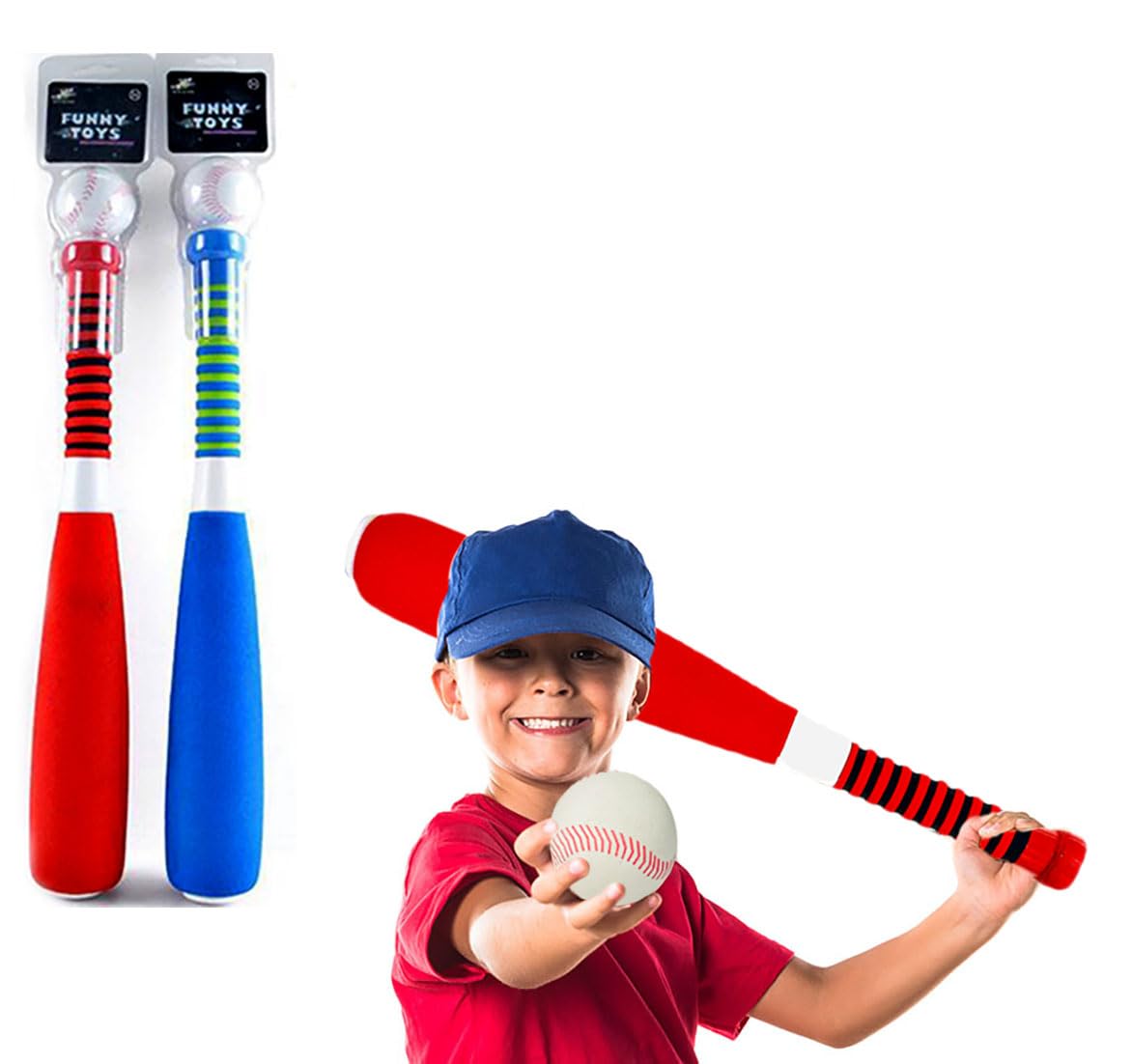 Kingsport Kids Baseball Bat and Ball Set - 54 cm Lightweight Foam T-Ball Bat for Toddlers Non-Slip Soft Comfort Grip, Outdoor Training Sport Toy For Kids Gift Boys Girls 3+ Year (1 PCs, Random Colour)