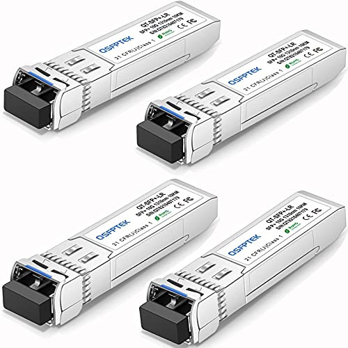 Image of QSFPTEK 10GBASE-LR SFP Module, SFP+ 1310nm 10km Duplex LC SMF DOM Optical Networking Transceivers, MINI GBIC Compatible SFP-10G-LR, and Other Open Switch, 4pc