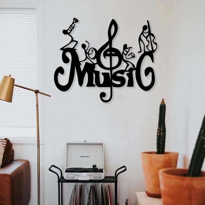 Miniatura 2 de Arte de pared de metal, notas musicales, decoración de pared musical, letreros para decoración de pared, decoración de pared, arte de pared