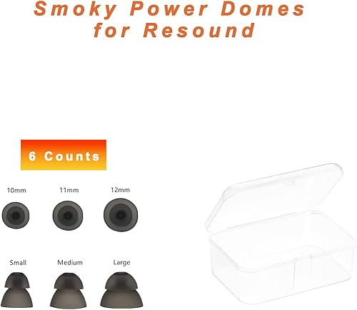 Miniatura 9 de Cúpulas para audífonos Smoky Power Domes para resound Sure Fit RIC RITE y amplificador auditivo BTE de ajuste abierto con herramienta de limpieza