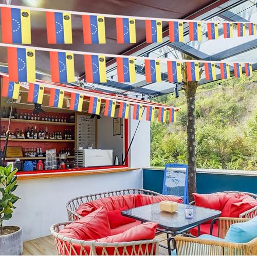 Image of 2 Pack Venezuela Flag Banner String Small Mini 66 Feet 60 Pcs Venezuelans Hanging Flags Decoration