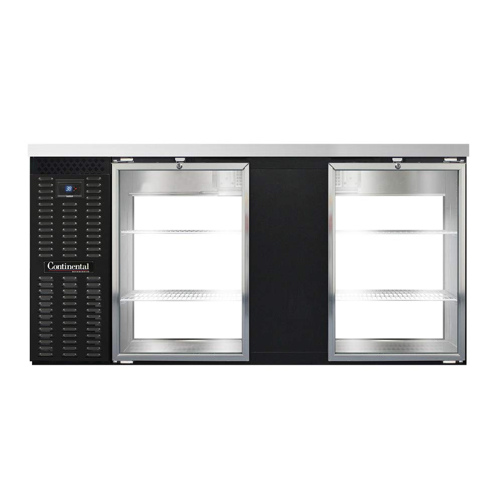 Two Section Glass Door Refrigerated Pass-Thru Back Bar Cooler by Continental Refrigerator – 26.0 cubic_feet, Model BBC69-GD-PT