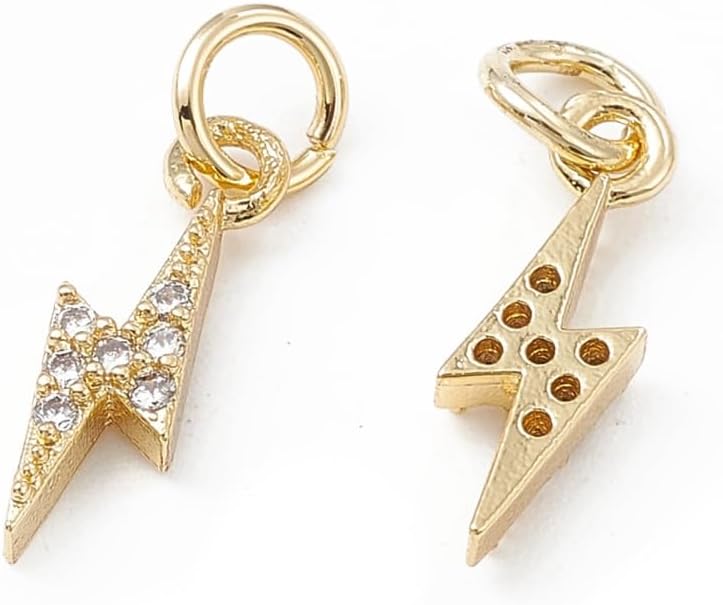 DanLingJewelry 5Pcs Micro Pave Cubic Zirconia Lightning Charms Flash Thunder Charm Weather Lightning Bolt Charms for Jewelry Making Crafts - Image 9