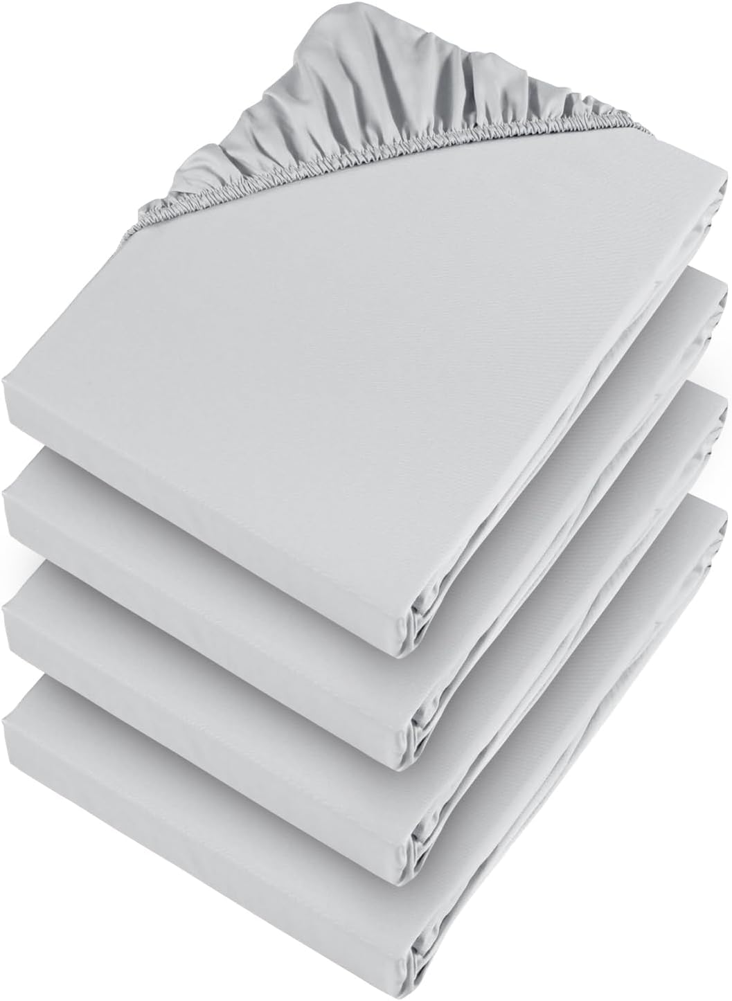 Aspire Homeware Small Double Fitted Sheet - 25cm Deep 4 Pack (Silver)