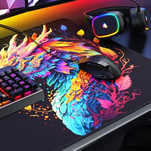 TITANWOLF – Alfombrilla Gaming XXL para ratón 1200x600 – Mouse Pad - Precisión y Velocidad - Parte Inferior de Goma para una sujeción Estable - Antideslizante, Resistente al Agua – Color Dragon - imagen 5