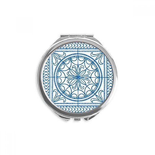 Miroir à motif bleu talavera portable compact pour éviter le maquillage raté
