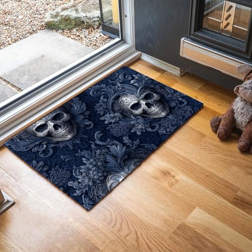 Alfombra atrapapolvo lavable de calavera para evitar resbalones 3