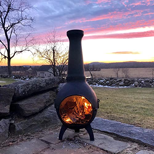 The Blue Rooster ALCH027GA Prairie Chiminea Outdoor Fireplace - Wood Burning Cast Aluminum Deck Or Patio Firepit thumb #6