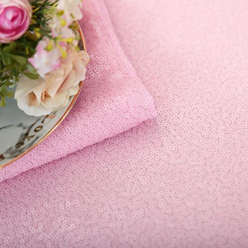 Image of B-COOL Sparkly Tablecloth Valentine's Day Table Cloth Glitz Tablecloths Fabric Party Holiday 50x50 inches Square Pink Kitchen Linen Dinner Mothers Day New Year Tabletop