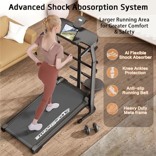 Image of Home Walking Pad Treadmill with 12% Incline & Adjustable Height, Foldable Treadmill with Handle Bar, Walker Pad 200 Lb Capacity, Unpowered Self Propelled for Seniors /Kids /Adults