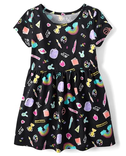 Image of The Children's Place Girls' Plaid Stretch Jacquard Short Sleeve Dress