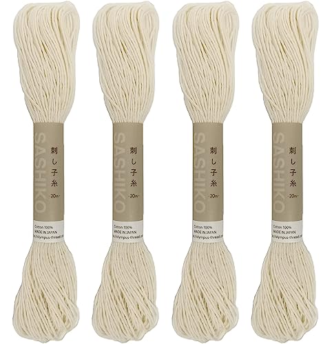 Olympus Sashiko Thread 20m(21.8yds) 4skeins Set 100% Cotton (Natural #02)