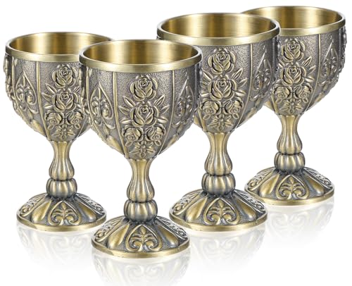 4 Pcs 20 ML Small Handmade Goblet Chalice, Mini Vintage