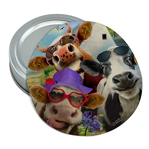 Udderly Cool Cow Farm Selfie Round Rubber Non-Slip Jar Gripper Lid Opener