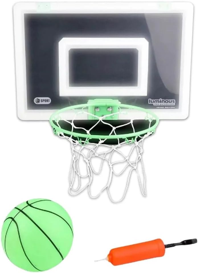 Glowing Basketball Hoop Set - 1 Set - Illuminating Fun Play - Ideal Gift for Kids & Great for Nighttime Play