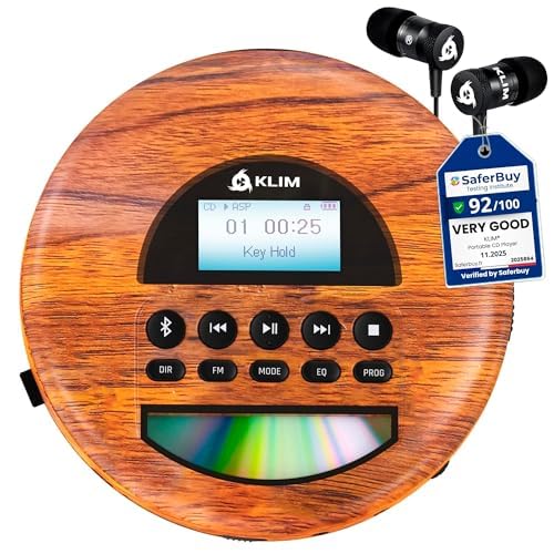 KLIM Nomad Wood - New 2024 - Portable CD Player Walkman - Long-Lasting Battery - Includes Headphones - Radio FM - Compatible MP3 CD Player Portable - TF Card Radio FM Bluetooth - Ideal for Cars-image-47