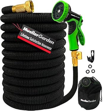 AMAZON - Janska by Mueller 3/4 in. Dia x 50 ft. Flexible & Lightweight Garden Hose that Extends and Retracts, Kink and Tangle Resistant, with 9 Function Spray Nozzle