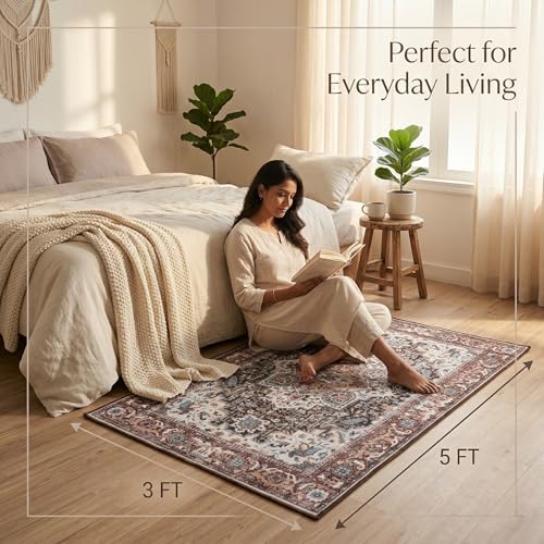 Image of Dream Weaverz Anti Slip Rectangular Carpet for Living Room & Hall | Silk | Flat Woven Soft Washable Floor Mat for Home, Bedroom Floor & Kitchen | Durable Anti Skid Rug for Daily Use (3 X 5) feet