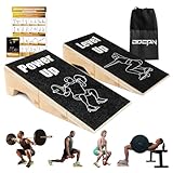 Squat Wedge Block, 2 Pcs Non-Slip Wooden Squat Wedge for Heel Elevation & Weightlifting with Training Poster & Storage, 1800 Lbs Capacity Exercise Slant Board for Calf Stretching & Ankle Mobility