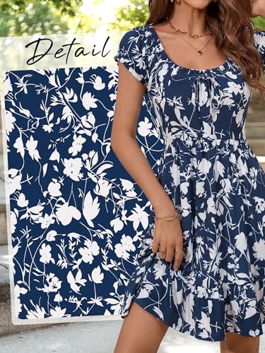Image of HUHOT Teen Petite Women Floral Short Summer Mini Dresses with Pockets Cute Milkmaid Sundress 2026