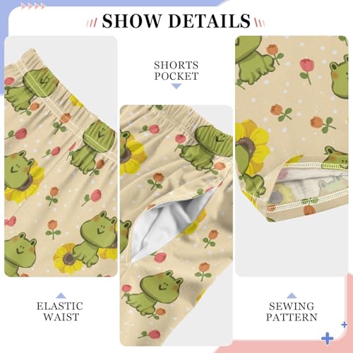 ZZXXB Frog Sunflowers Boys Long Pants Soft Trousers Elastic Waist Kids Lounge Bottoms with Pockets S-XL4