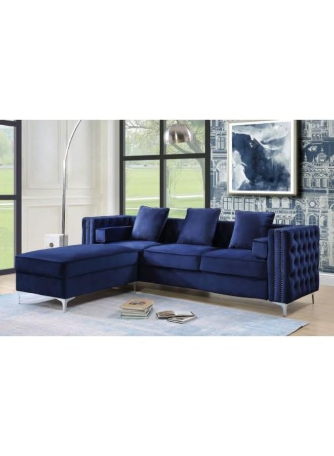 MAB FURNISHINGSRegal Modern Luxury Fabric Sofa Set: Graciously Elegant Living Room Furniture Blue 200X90X80