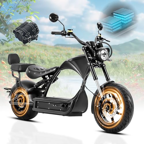 eAhora M1P Pro 4000W 50MPH 55 Mlies Electric Motorcycle for Adults, 60V 42AH Large Battery, Dual Hydraulic Brake Full Suspension Street Legal Electric Motorbike for Commuting, Orange