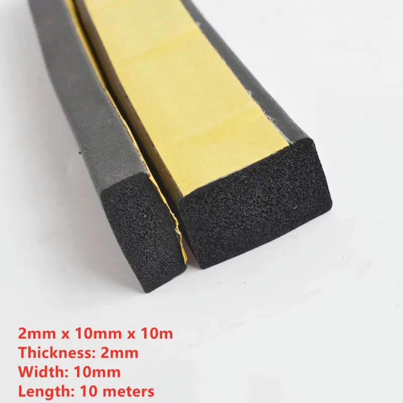 Tira de sellado de espuma plana E/P/D/M, fuerte adhesivo, sello de goma, cinta de espuma negra de un solo lado, junta de sellado de aislamiento anticolisión, 10 mm x 15 mm x 2 m
