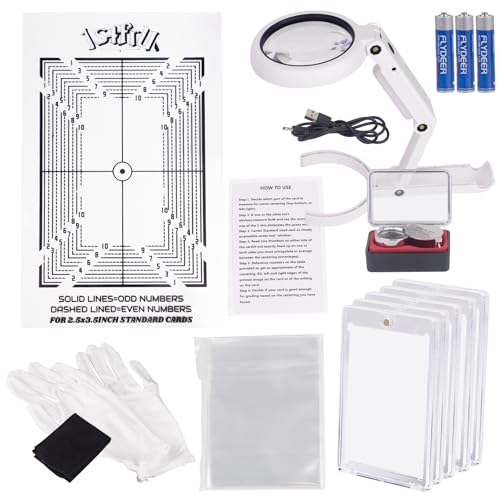 JstFrU Sports Card Grading Kit with Magnifier & Accessories