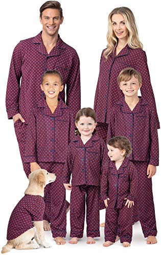 PajamaGram Family Pajamas Soft Cotton - Matching Pajamas, Burgundy & Navy Patterns