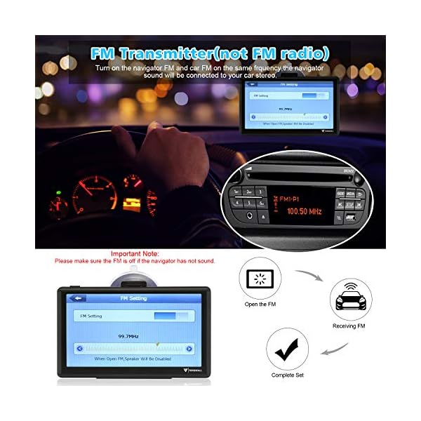 GPS Navigationsgerät für Auto, Navigation für LKW PKW KFZ 7 Zoll 8GB 256MB Touchscreen Navi mit POI Blitzerwarnung Sprachführung Fahrspur, Lebenslang Kostenloses EU-48 Karten – Bild 3