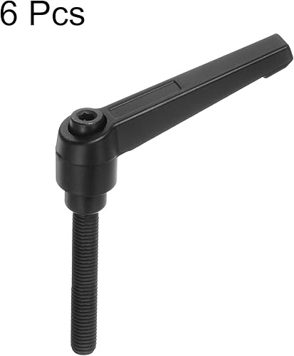 Miniatura 65 de HARFINGTON 6 manijas de palanca de sujeción ajustables M6 x 0.984 in de rosca macho, perillas de tornillo giratorio de bloqueo de trinquete