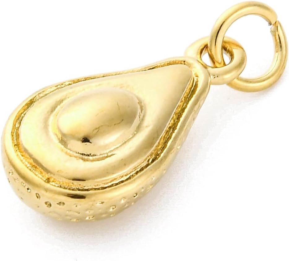 KitBeads 5Pcs 18K Gold Plated Avocado Charms Stainless Steel Imitation 3D Fruit Charms for Bracelets Necklaces Earrings Jewelry Making Crafts - Image 3