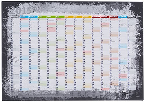 LanaKK Kalender2015graphitkork70x50S - Lienzo Impreso con Calendario de 2015, montado en Bastidor (Corcho, 70 x 50 cm), Color Grafito