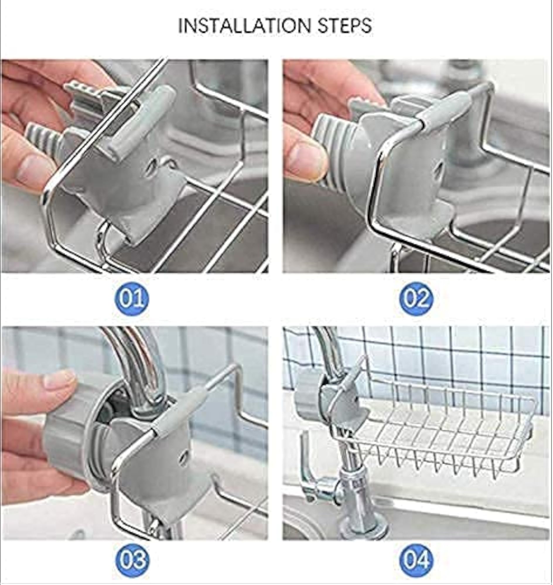 Stainless Steel Faucet Sponge Holder Rack, Kitchen Organizer