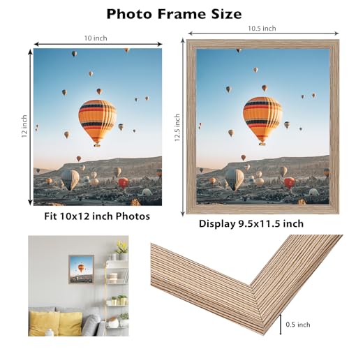 Image of JCJMY 10x12 Picture Frame Rustic Brown for Wall Hanging, Wall Mounting Horizontally or Vertically, 10 x 12 Wall Gallery Poster Photo Frame with Shatter Resistant Plexiglass, Rustic Brown