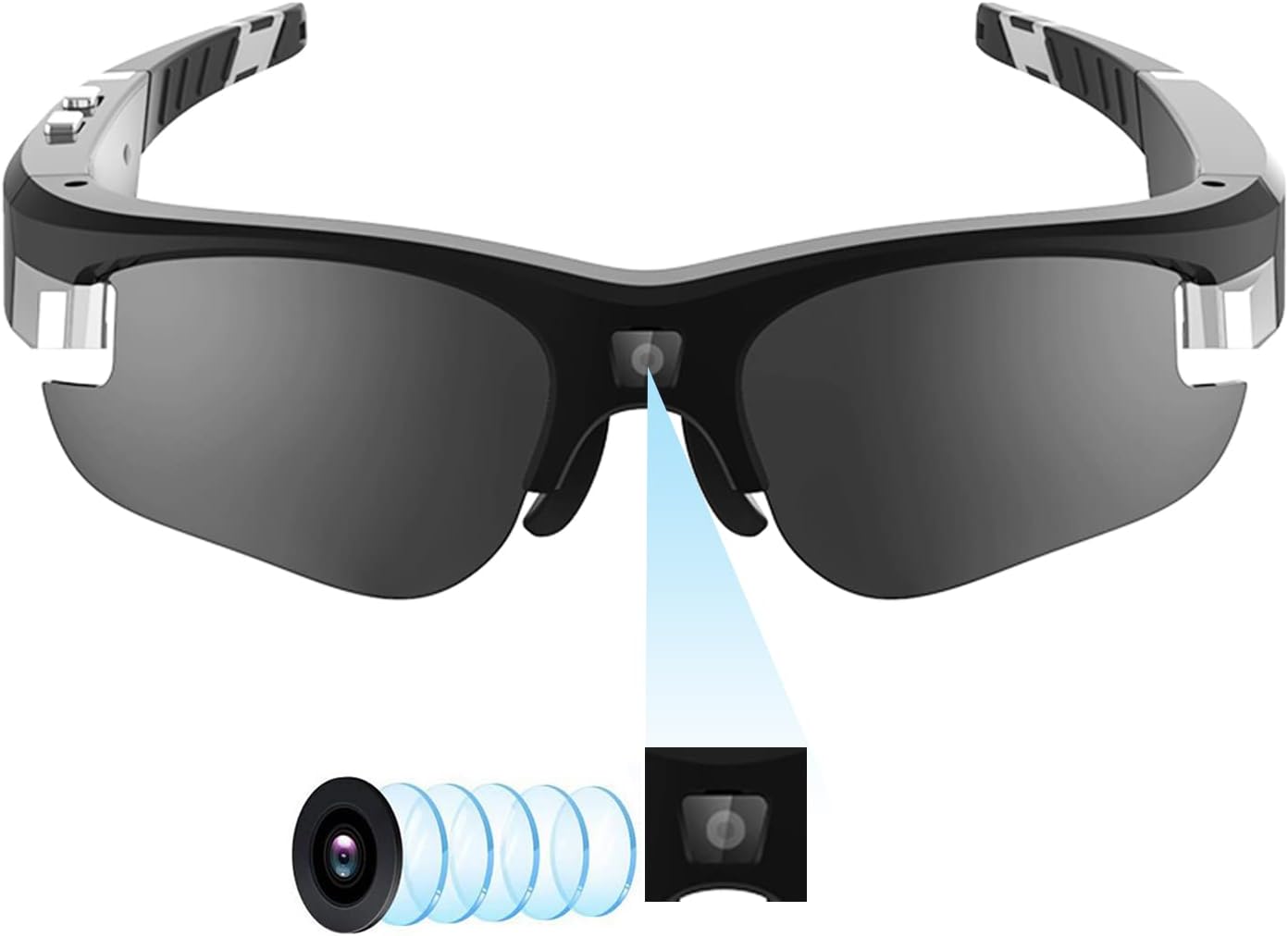 Camera Sunglasses 1080P Full HD Video Glasses with Polarized UV400 Protection for Outdoor Sports