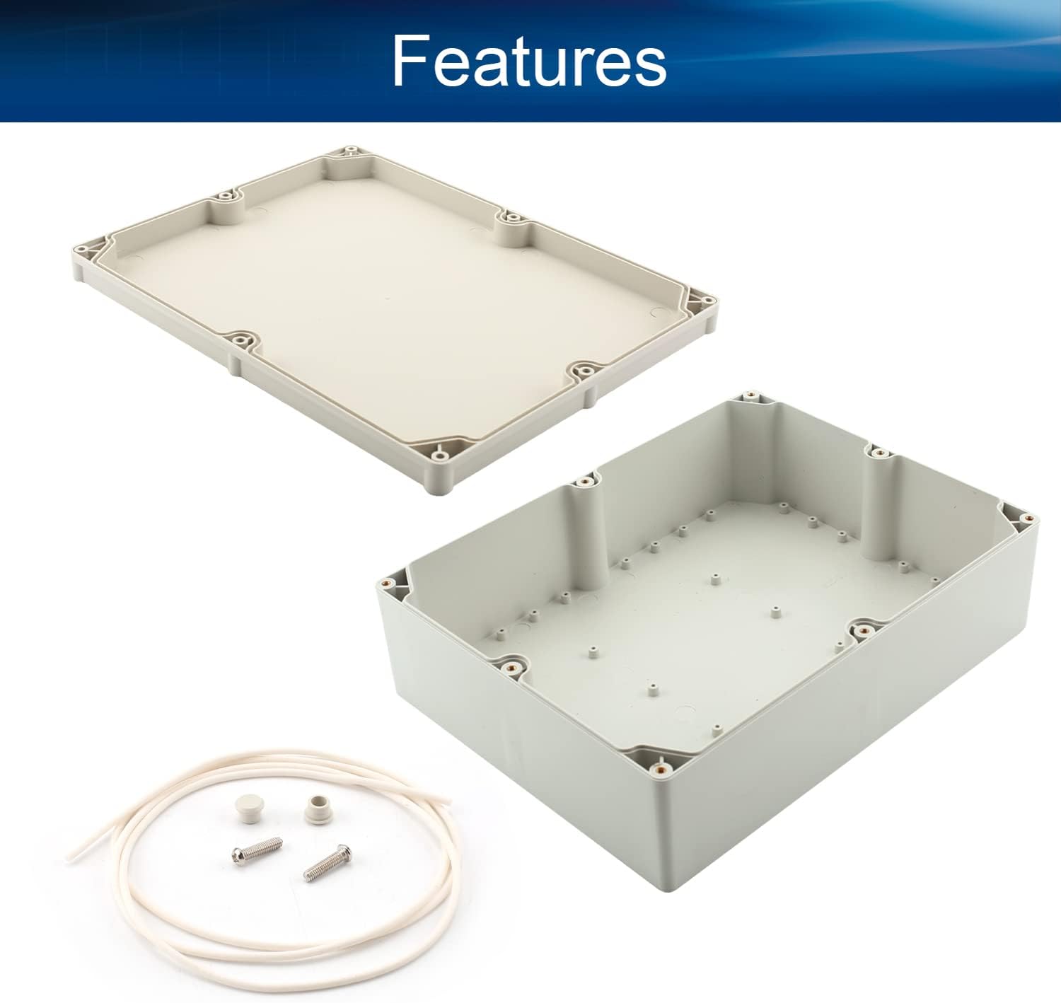 Heyiarbeit Project Box IP67 Waterproof Junction Box ABS Plastic Grey Electrical Boxes DIY Electronic Project Case Power Enclosure 9.06"x11.81"x3.70" (230x300x94mm)