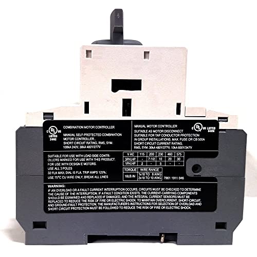 Altech MMS-32H-32A, Motor Starter Manual Tipo E, 30kA Interrupt, 600VAC Máx., 32A, Serie MMS miniatura 3