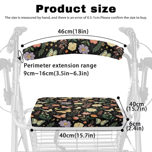 Image of Butterfly Soft Universal Rollator Seat Covers, Backrest and Seat Covers for Walkers, Adjustable Accessories for Seniors