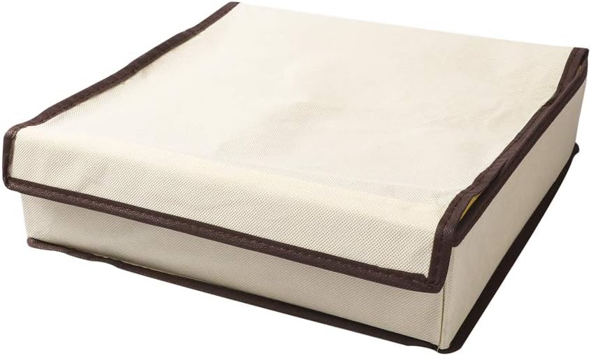 Youngine 24 Cell Collapsible Closet Organizers Drawer Dividers Foldable Clothes Drawer Storage Boxes with Cover for Bra Underwear Socks, Beige