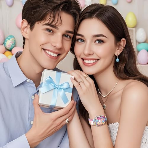 Image of wipalor Easter Bunny Bands for Apple Watch Bands for Women 42mm 41mm 40mm 38mm, Cute Holiday Easter Rabbit iWatch Bands Soft Silicone Sport iPhone Watch Bands Series 11 10 9 SE 8 7 6 5 4 3 2 1