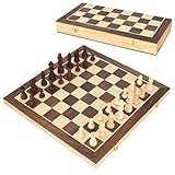 SLKIJDHFB Magnetic Chess Set, 15x 15inch Magnetic Foldable Chess Board Set Handmade Wooden Chessboard Folding Board Chess Game International Chess Set for Kids Party Family Activities