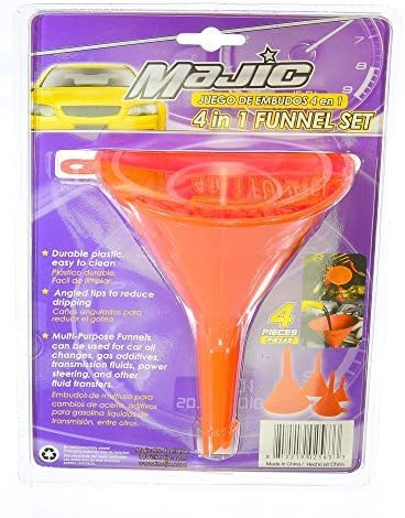 Majic 4-Pieces 4-Sizes Plastic Funnel Set for Car Oil, Gas and Fluids