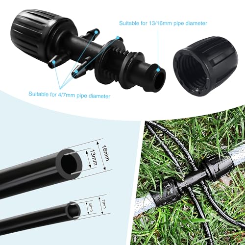 VooGenzek 10 PCS Barbed Tee Connector for Drip Irrigation 6-Way Anti-Drop 13/16 mm to 4/7 mm Irrigation Tube Fitting - Image 3