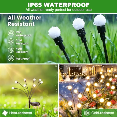 A.bigwhale Glühwürmchen Solar Leuchten Garten Deko, 4 Stück 8 LED Solarleuchten für Außen Gartenlichter, Wasserdicht Solarlampen für Außen Garten Hof Weg Yard Patio Balkon Landschaft Dekoratives