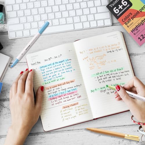 12 Pcs Aesthetic Highlighter and Ballpoint Pen Set – 6 Pastel Highlighters & 6 Color Ballpoint Pens No Bleed, Ideal for Bibles, Journals, Study, Cute School Supplies, Office Desk Accessories - Image 6